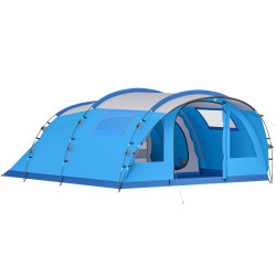 Tenda de campismo familiar tipo túnel para 5 pessoas com 3 quartos porta 4 janelas impermeável montagem fácil