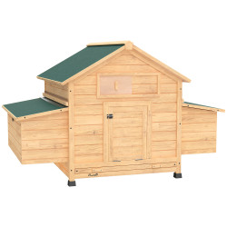 Galinheiro de madeira para exterior com 2 ninhos bandeja removível poleiros telhado impermeável 150x100x96,5 cm madeira
