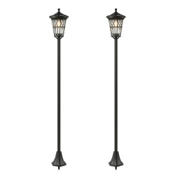 Conjunto de 2 candeeiros solares de jardim com altura ajustável, 2 modos de brilho e IP44 impermeável para terraço e pátio, preto