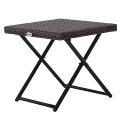 Mesa de jardim em vime sintético mesa dobrável com pés cruzados e estrutura de aço para pátio varanda 40x40x40 cm marróm