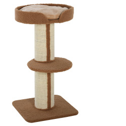 Arranhador para gatos altura 91 cm de 3 níveis com ninho plataforma e poste de sisal 45x45x91 cm marrom claro