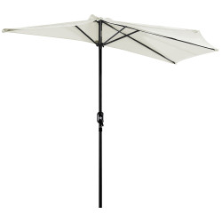 Chapéu de sol semicircular 269x138x236cm chapéu de sol à manivela para jardim terraço pátio piscina creme