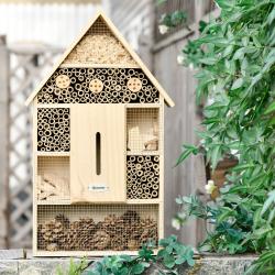 Hotel de insetos de 5 andares Casa de insetos de madeira e bambu para abelhas Borboletas Joaninhas Uso ao ar livre em jardim 32x