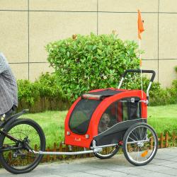 PawHut Reboque de Bicicleta para Cães Dobrável Carrinho de Transporte para Animais de Estimação com 1 Bandeira 4 Reflectores e C