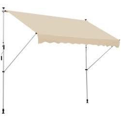 Toldo portátil pátio varanda 3x1,5m toldo manual dobrável de alumínio altura regulável com manivela para terraço jardim bege