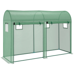 Estufa jardim tipo túnel com 4 janelas e 2 portas para plantas de PE de aço 300x100x200 cm verde
