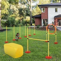 PawHut Conjunto de treinamento para cães com 4 obstáculos ajustáveis ​​com bolsa amarela - Imagen 1