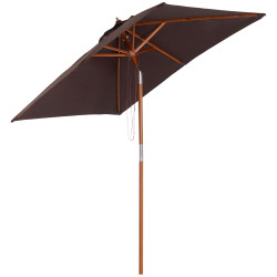 Chapéu de sol de jardim 200x150x230 cm chapéu de sol retangular inclinável com polia duplo teto marrom