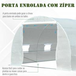 Estufa de jardim Tipo de túnel com 8 janelas e tampa de polietileno 600x300x200 cm Branco - Imagen 6