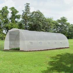 Estufa de jardim Tipo túnel para cultivo com 12 janelas e porta de enrolar Aço e PE 800x300x200 cm Branco - Imagen 1