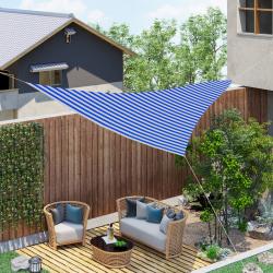 Toldo de vela triangular 5x5x5 m HDPE Proteção UV com anéis e cordas para jardim pátio piscina terraço Azul e Branco - Imagen 1