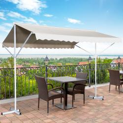 Toldo 300x300x250 cm com manivela ângulo ajustável proteção solar portátil para jardim terraço pátio bege - Imagen 1