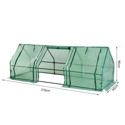 Estufa pequena com janelas - Cor verde - Tubos de aço e PE 140 g / m2 - 270x90x90cm - Imagen 3