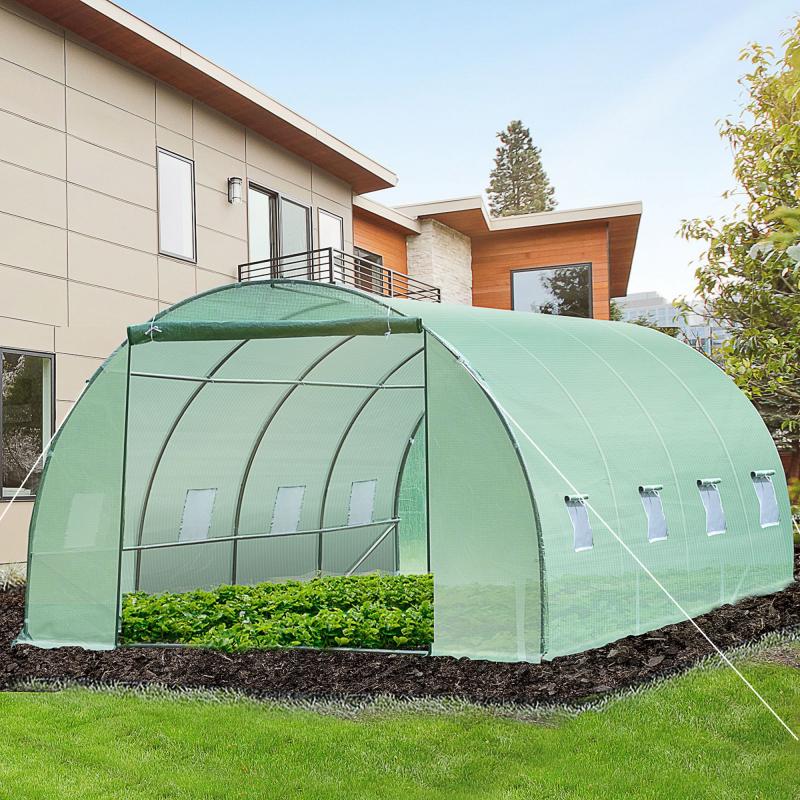 Estufa 6x3x2 m para jardim e cultivo de Aço e Polietileno Verde - Imagen 1