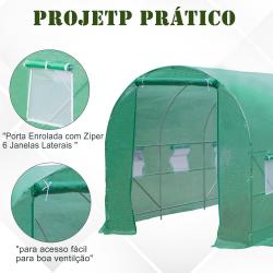 Estufa Verde Aço Plástico com janelas 350 x 200 x 200cm - Imagen 5