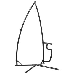 Suporte para cadeira suspensa suporte giratório de 190 cm com mesa lateral carga máx.120kg estrutura metálica para jardim de pátio preto