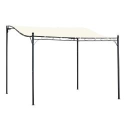 Pérgola de jardim 3x3m pérgola montada na parede com toldo e 16 orifícios de drenagem metal e poliéster creme