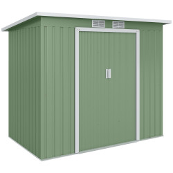 Abrigo de jardim 213x130x173cm abrigo de exterior de aço galvanizado com porta corredeira e ventilações verde