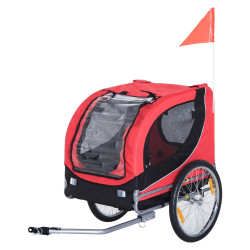 Reboque de bicicleta para cães reboque de bicicleta para animais de estimação com bandeira reflectores 130x73x90cm vermelho
