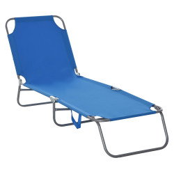 Espreguiçadeira dobrável espreguiçadeira de jardim com encosto ajustável em 5 posições para terraço 187x55x24 cm azul