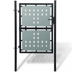 Portão de cerca com porta única, preto 100 x 225 cm - Imagen 1