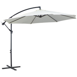 Chapéu de sol de jardim ø295x245 cm chapéu de sol excêntrico inclinável com manivela base cruzada creme
